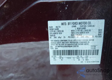 2024 Ford Edge Sel z USA, uszkodzony, nr VIN 2FMPK4J9XRBA12578